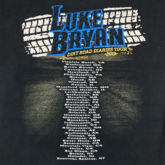 Gildan Luke Bryan Country Music Star Dirt Road Diaries Tour 2013 Concert T-Shirt - Picture 6 of 6